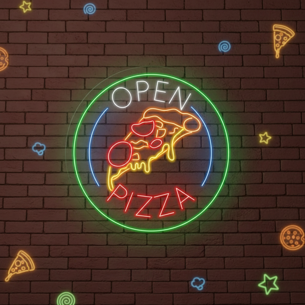 Pizza Restaurant Shop Open Led Neon Sign