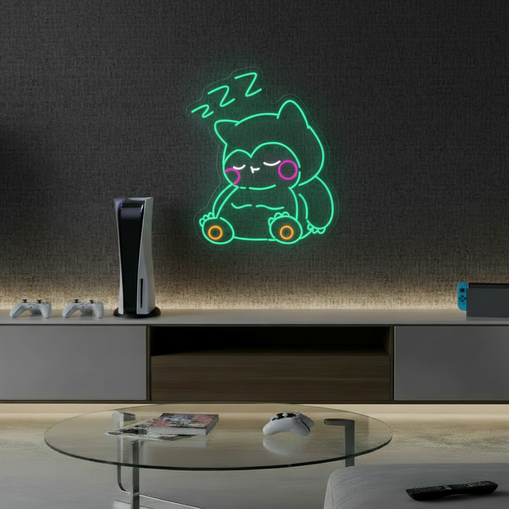 Snorlax Cartoon Led  Neon Sign Kids Room Decor