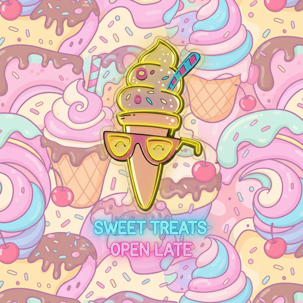 Ice Cream Artwork Neon Sign Wall Decor Sign