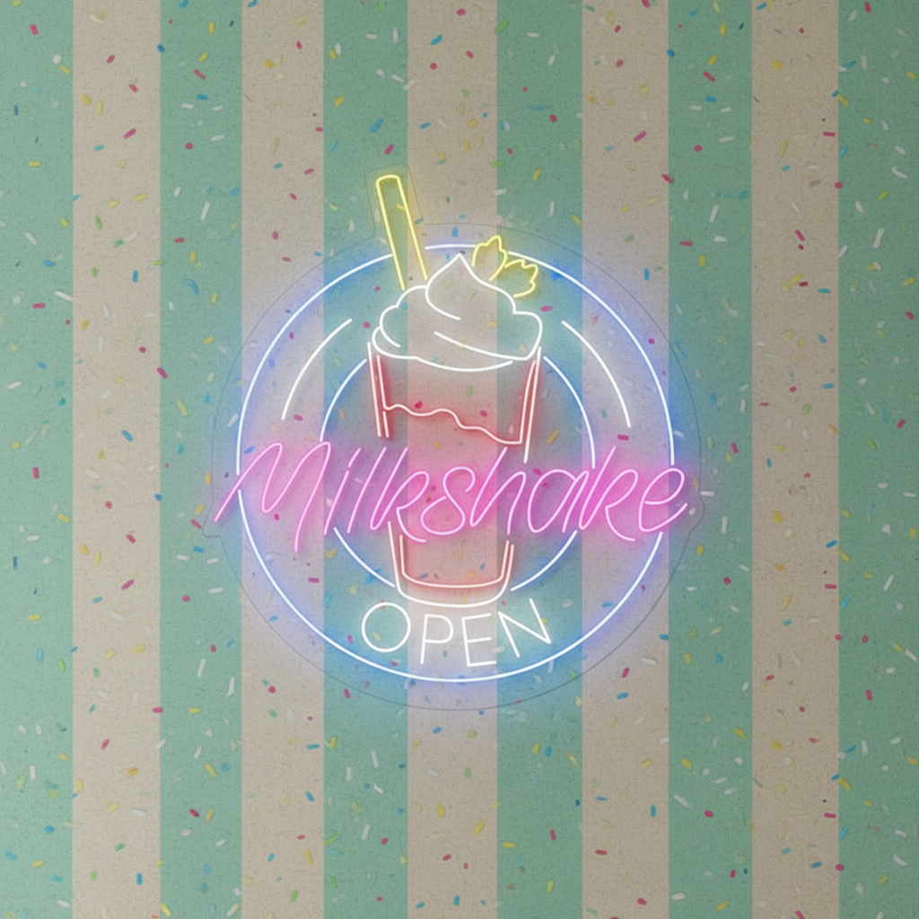 Milkshake Shop Open Neon Sign Wall Decor Sign