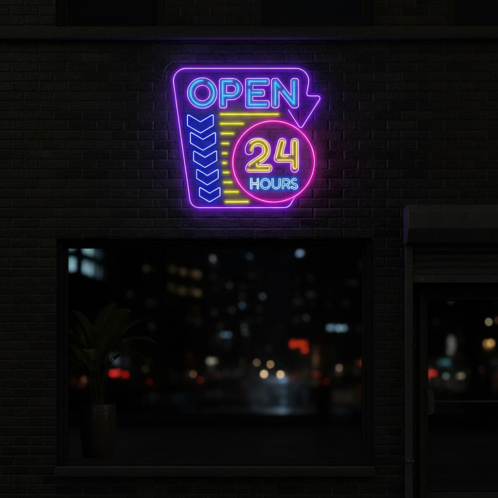 24 Hours Led Open Neon Sign Business Shop Decor Signs
