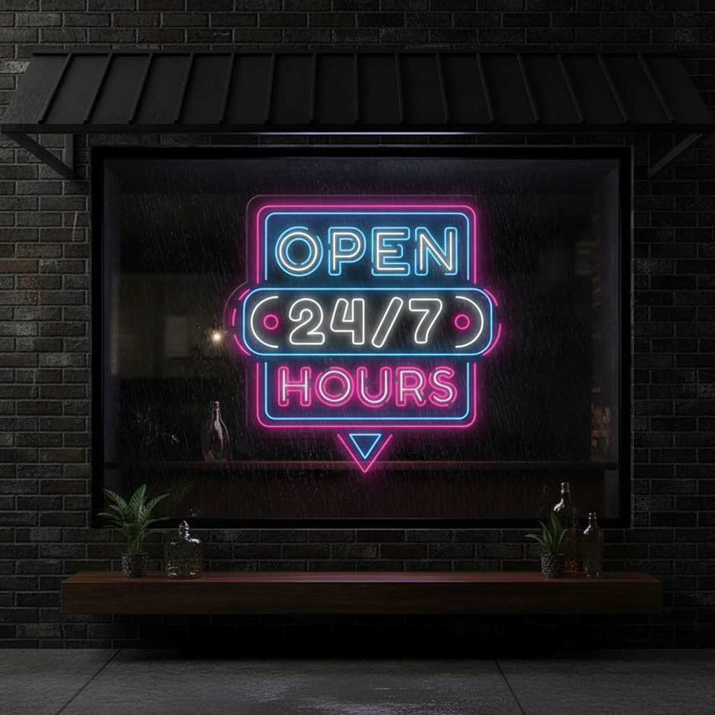 24 Hour Open Led Neon Sign Shop Decor Sign