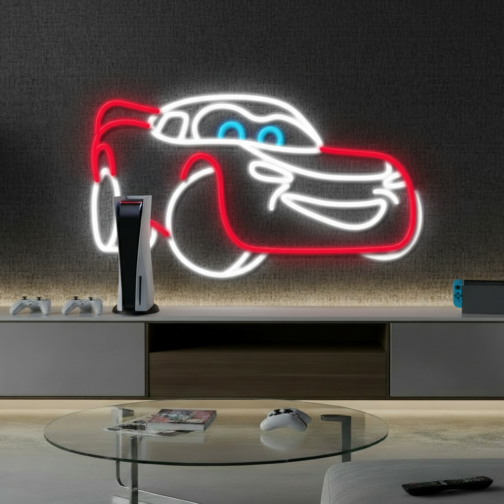 Lightning McQueen Led Neon Sign Christmas Gift Cars on the Road