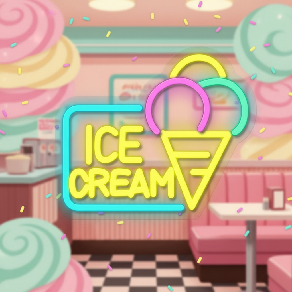 Colorful Ice Cream Neon Sign for Business Shop Door Decor