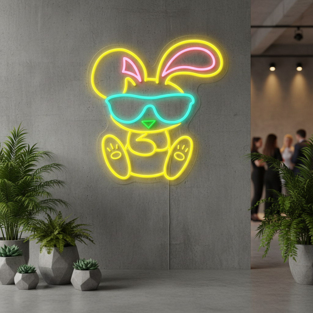 Rabbit in Glasses Led Neon Sign kids Room Decor Sign