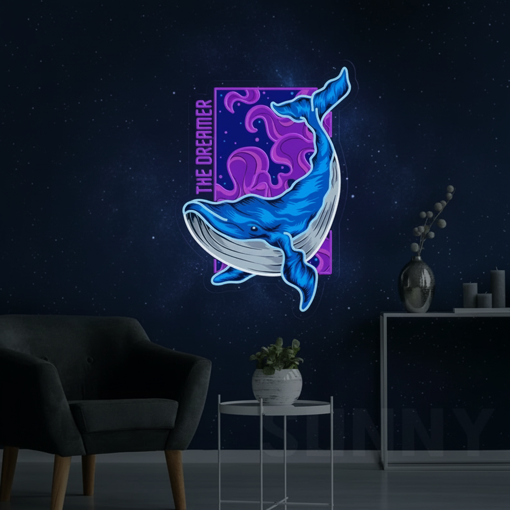 Blue Whale Neon Sign Home Business Wall Decor Art