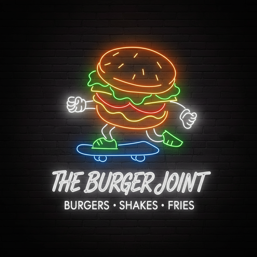 Burger Skateboarding Neon Sign Led Neon Sign