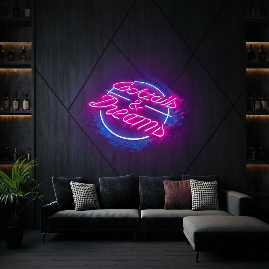 Cocktails And Dreams Neon Sign Bar Decor Neon Sign