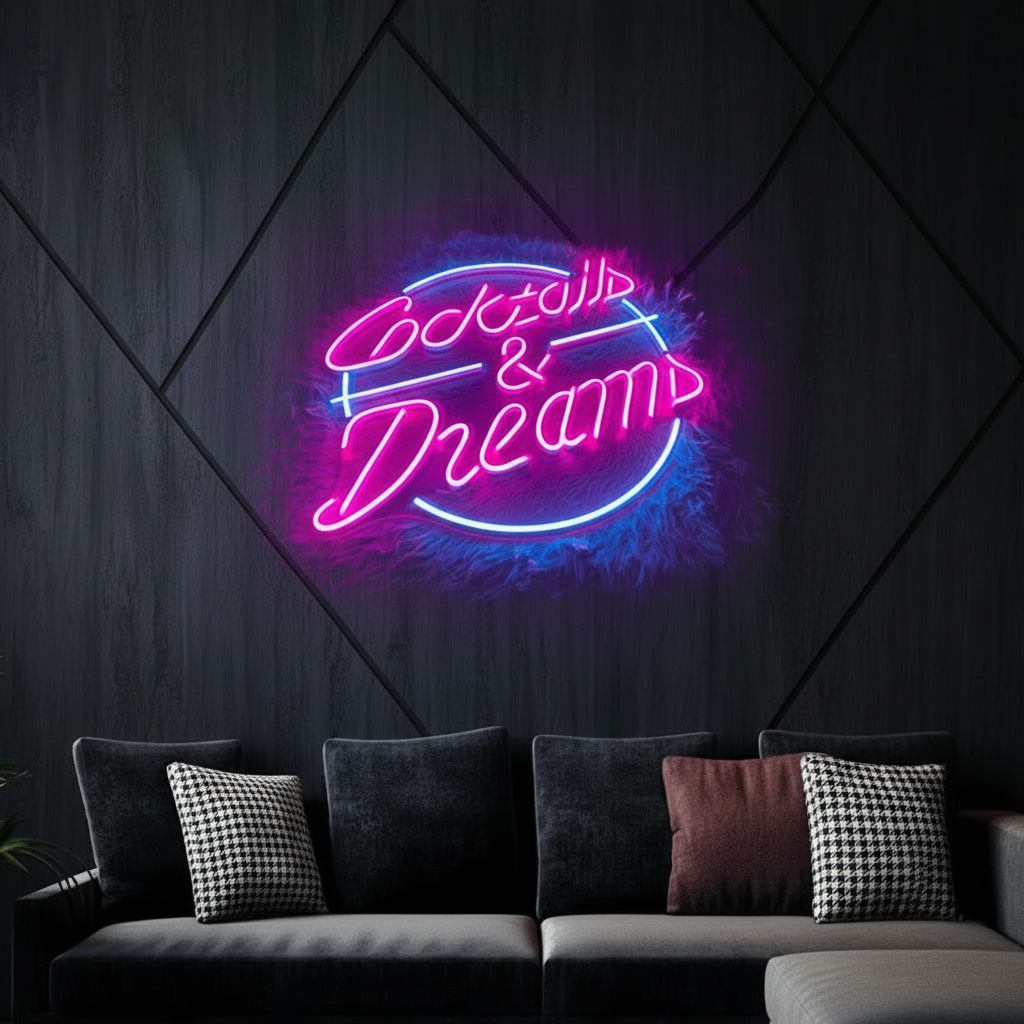 Cocktails And Dreams Neon Sign Bar Decor Neon Sign