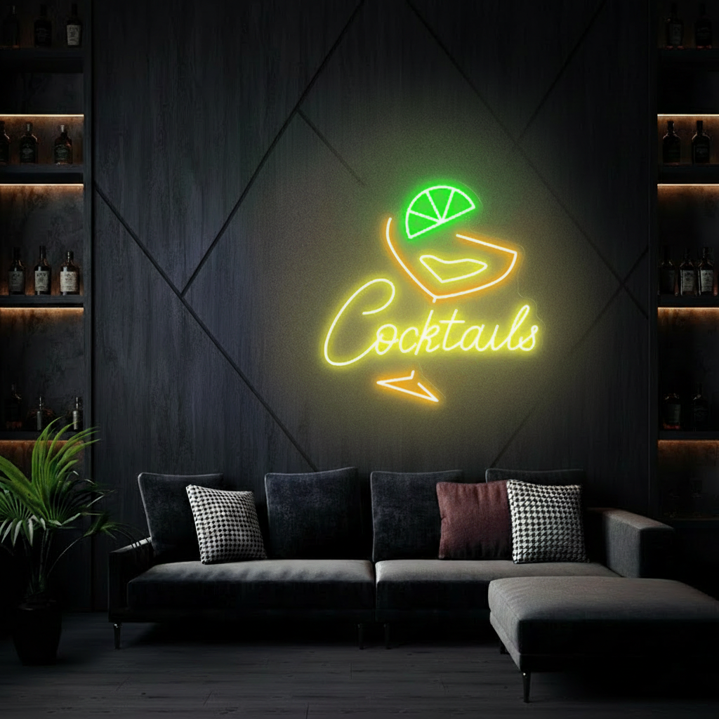 Cocktails Neon Sign Bar Neon Sign Wall Art