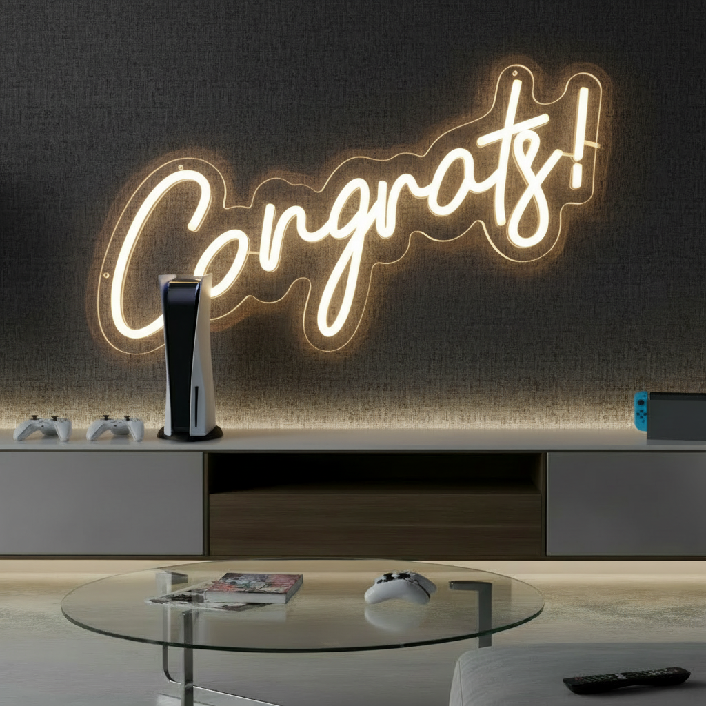 Congrats Neon Sign for Party Celebration