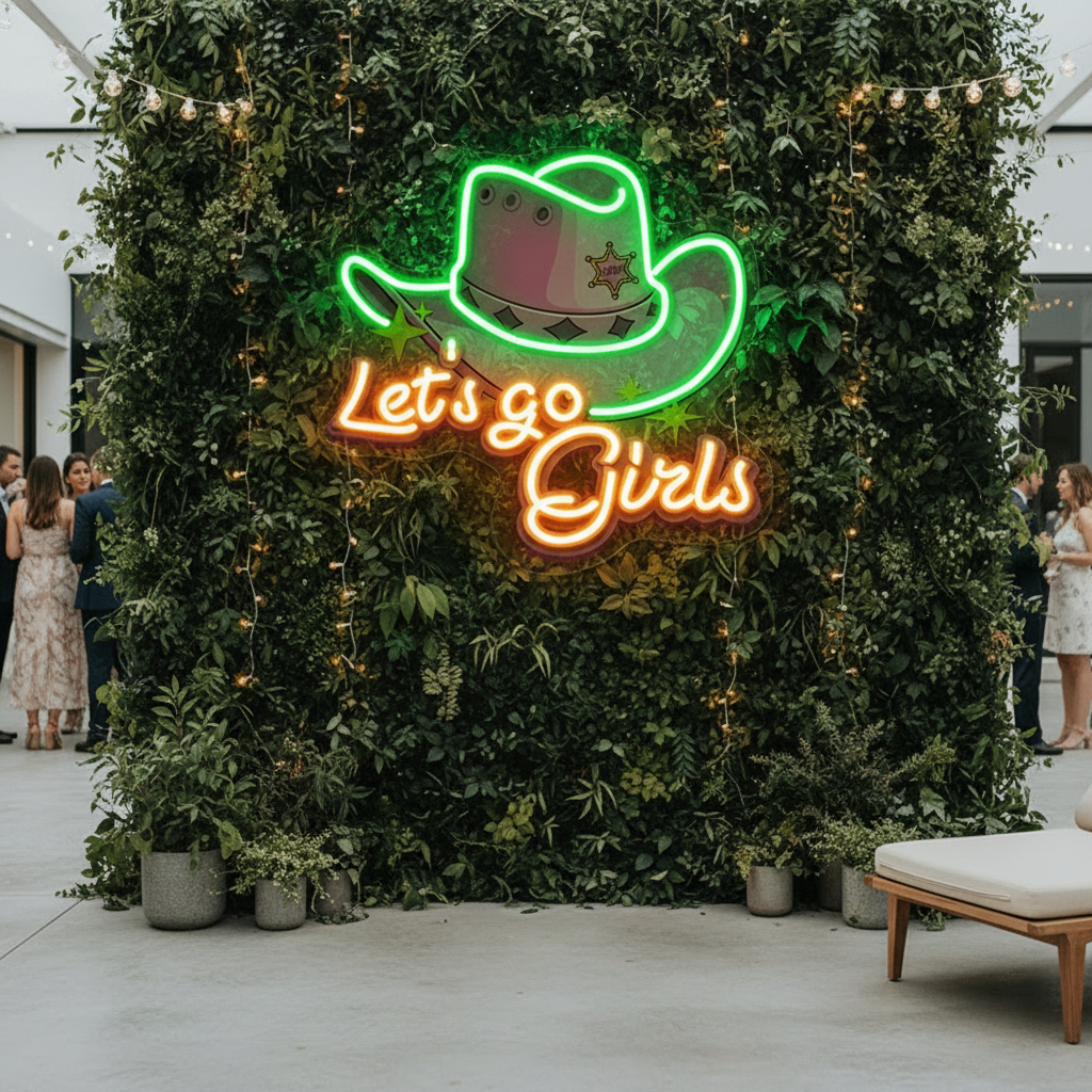 Cowgirl Hat Neon Sign Wall Art Decor Sign