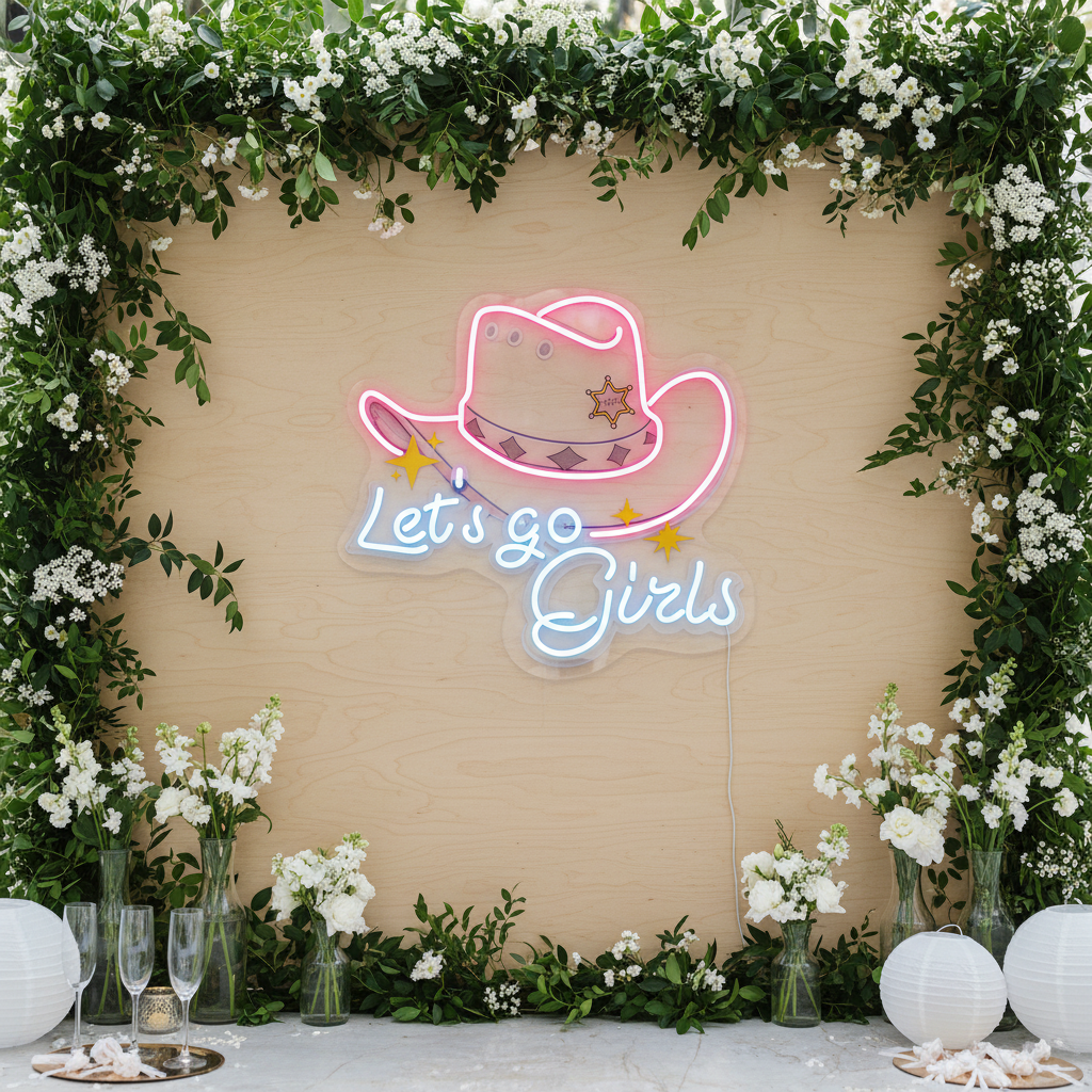 Cowgirl Hat Neon Sign Wall Art Decor Sign