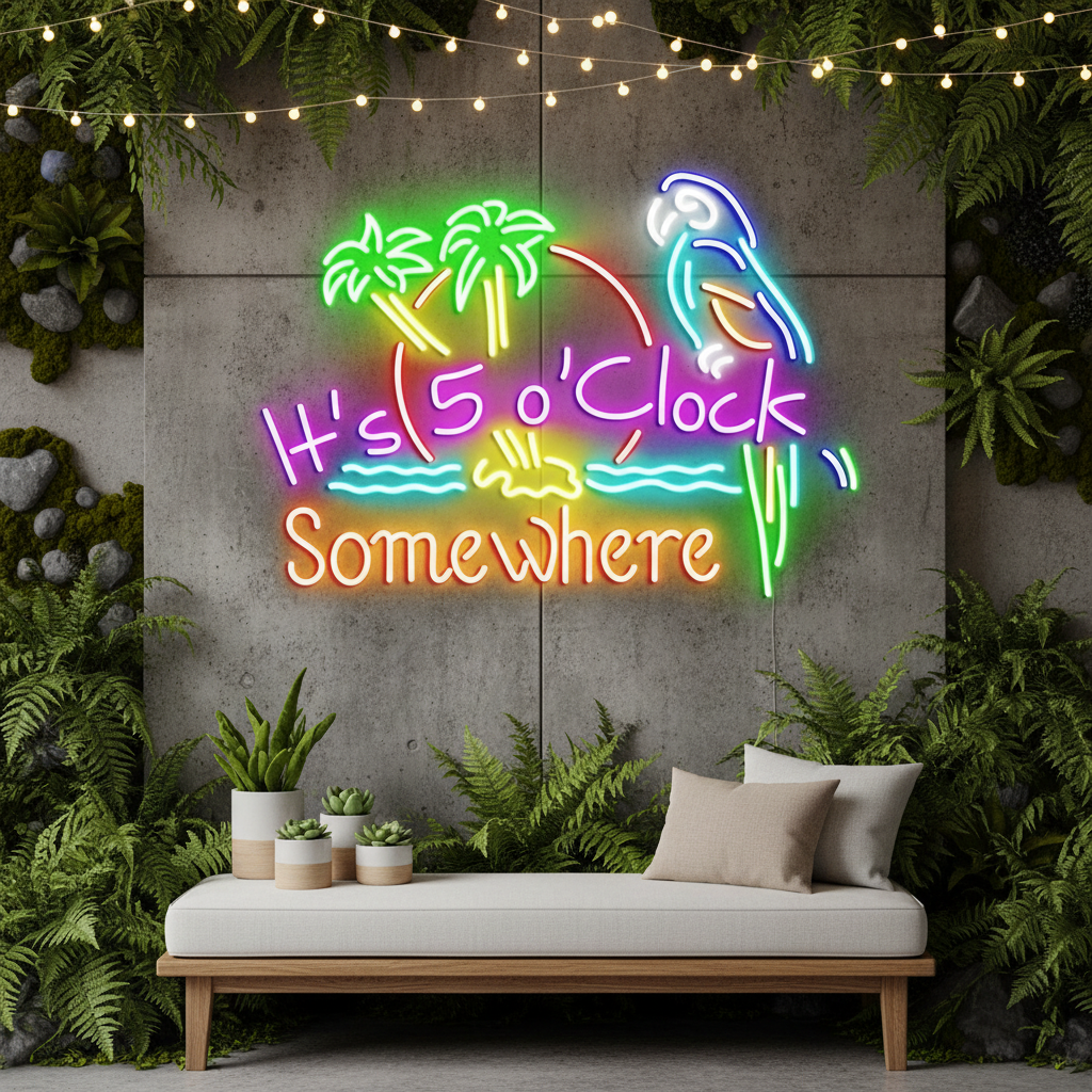 It's 5 O'clock Somewhere Neon Sign Shop Home Wall Decor Sign