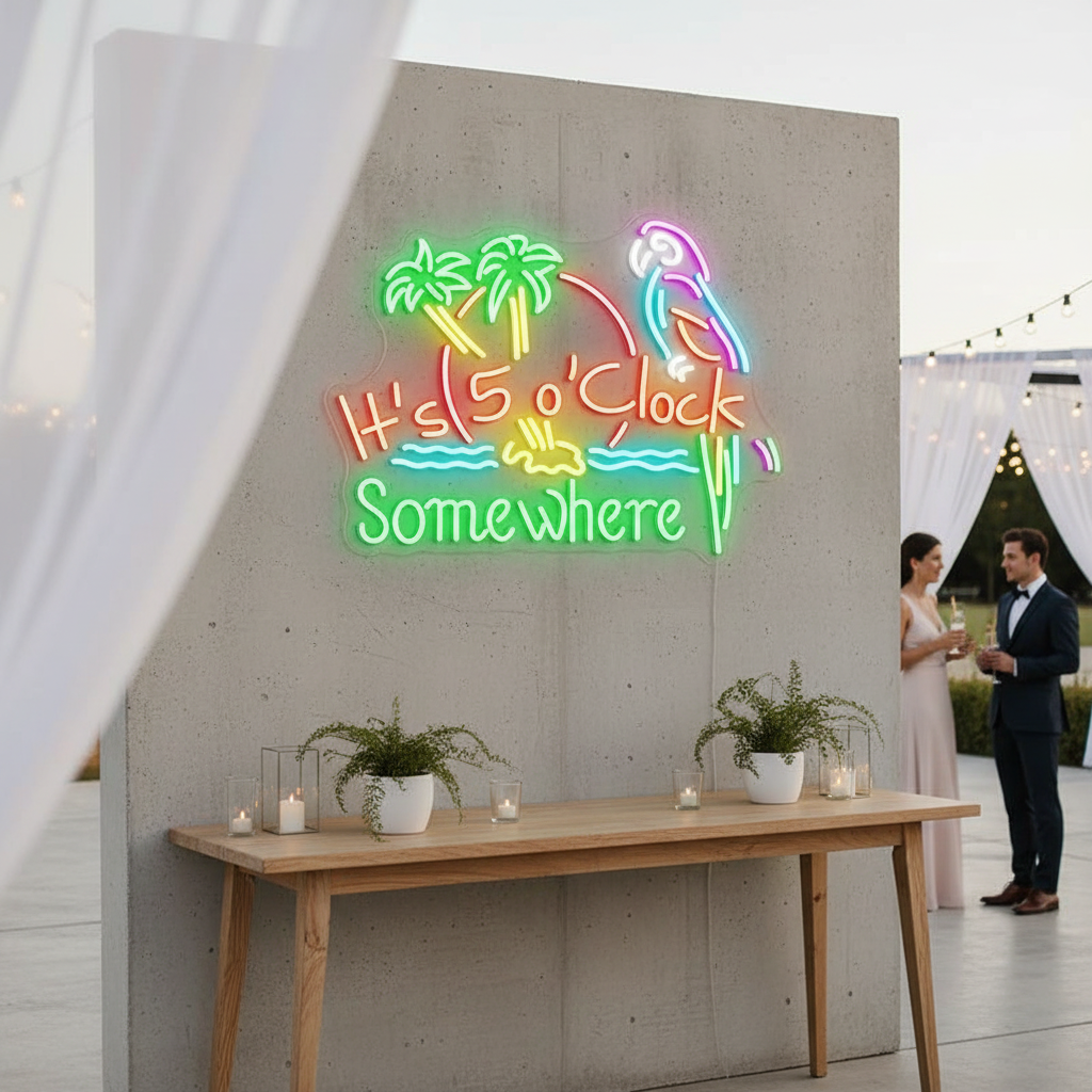 It's 5 O'clock Somewhere Neon Sign Shop Home Wall Decor Sign