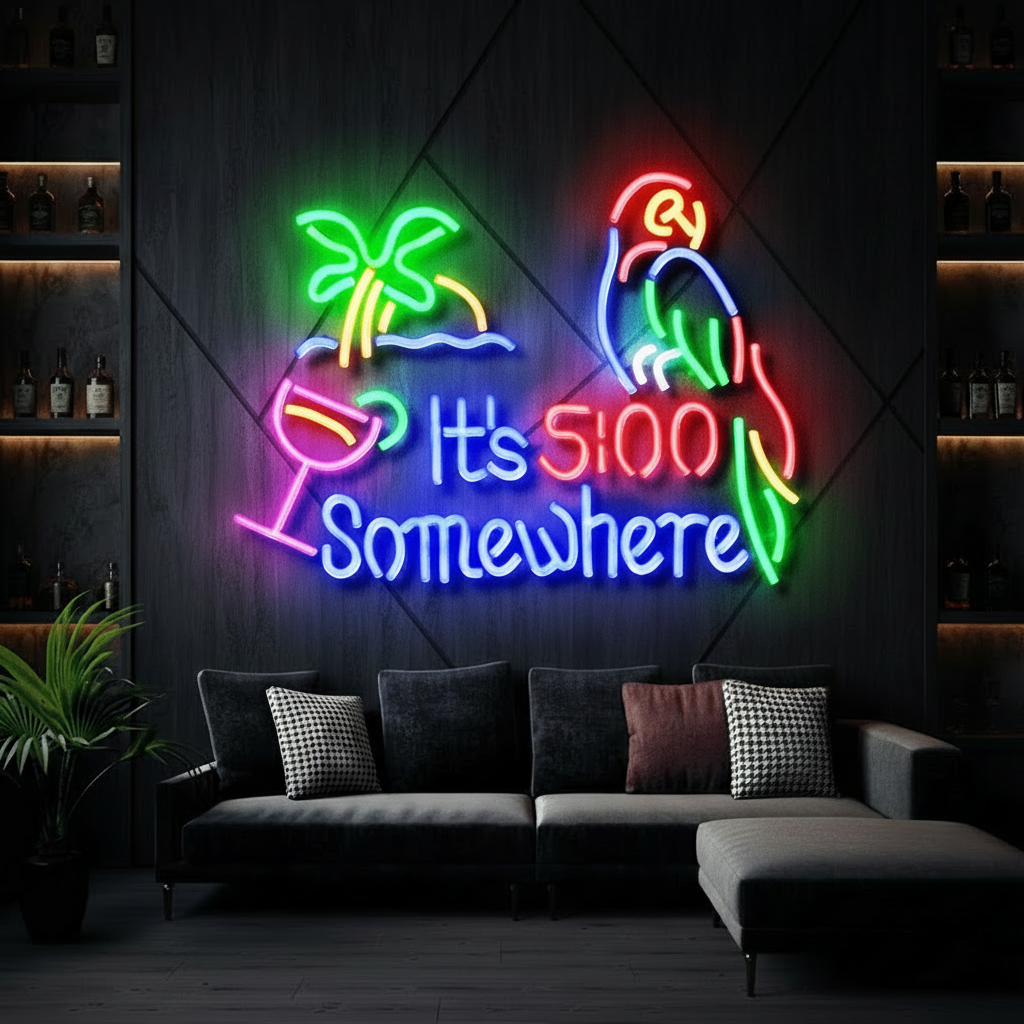 It's 5 O'clock Somewhere Neon Sign Tiki Bar Neon Light