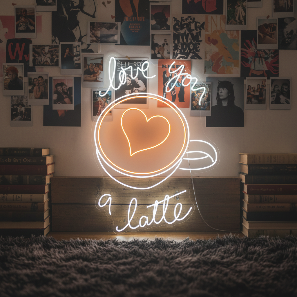 Love You A Latte Neon Sign Coffee Bar Decor Sign