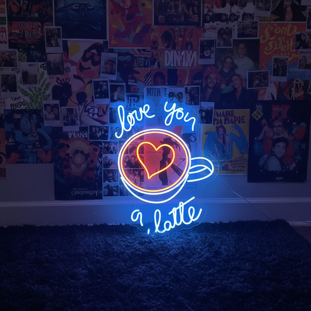 Love You A Latte Neon Sign Coffee Bar Decor Sign