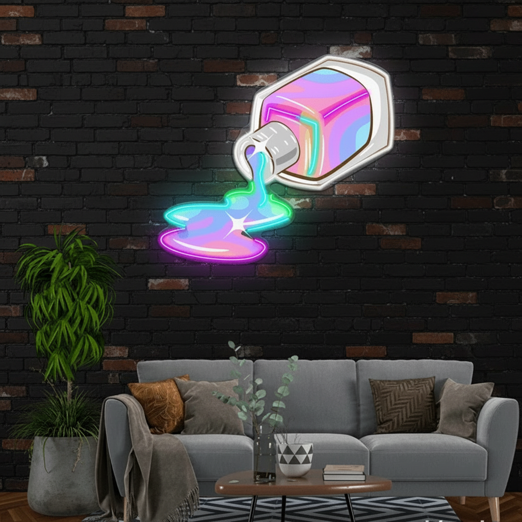 Nail Polish Spilling LED Sign Light Nail Salon Room Decor