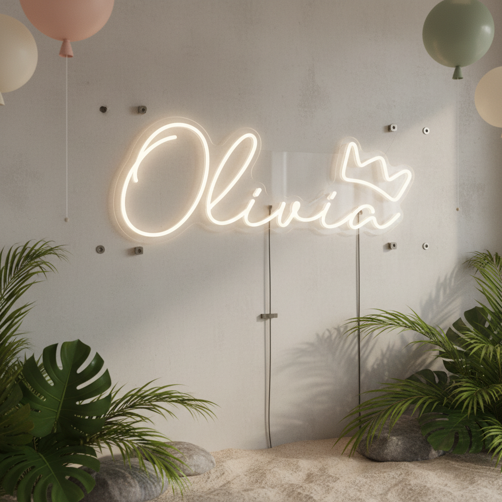 Custom Personalized Crown Neon Sign with Name for Kids Room