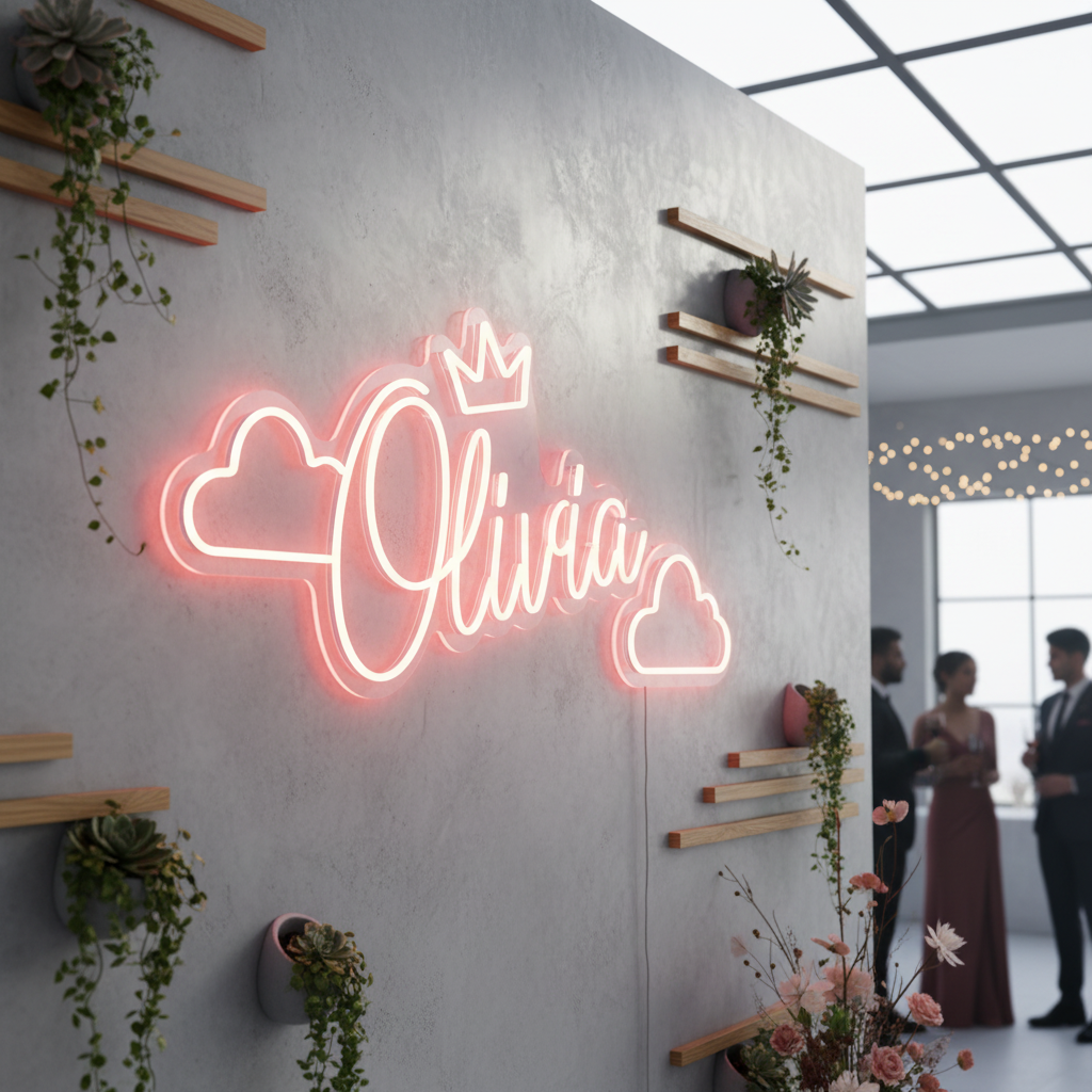 Custom Personalized Crown Neon Sign with Name for Kids Room