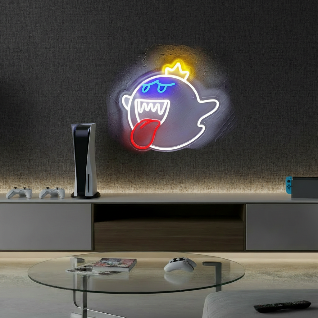 The Ghost Face Cartoon LED Neon Sign Boy Gaming Room Sign