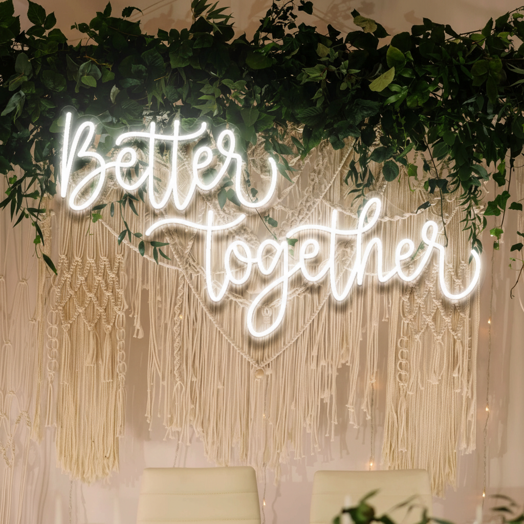 Better Together Neon Sign for Wedding Party Decor