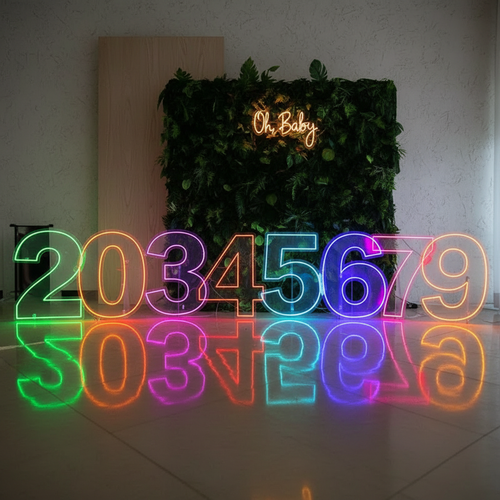 0 to 9 Number LED Neon Sign Wall Letters Light Party Decoration