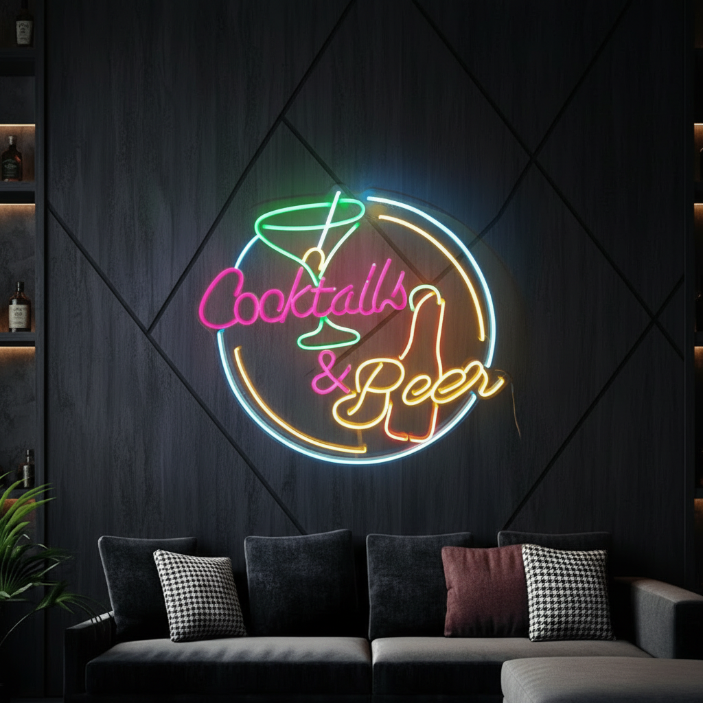 Cocktails and Beer Led Sign Bar Shop Decor