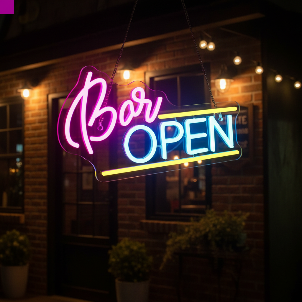 Bar Open Neon Sign for Bar Party Decor