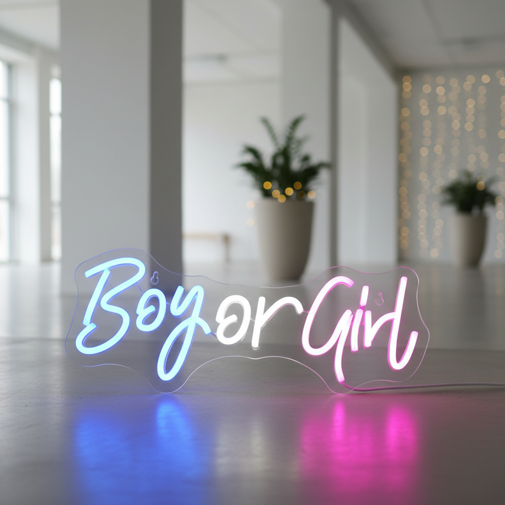 Boy or Girl  Neon Sign for Baby Shower&Gender Reveal Party Decor