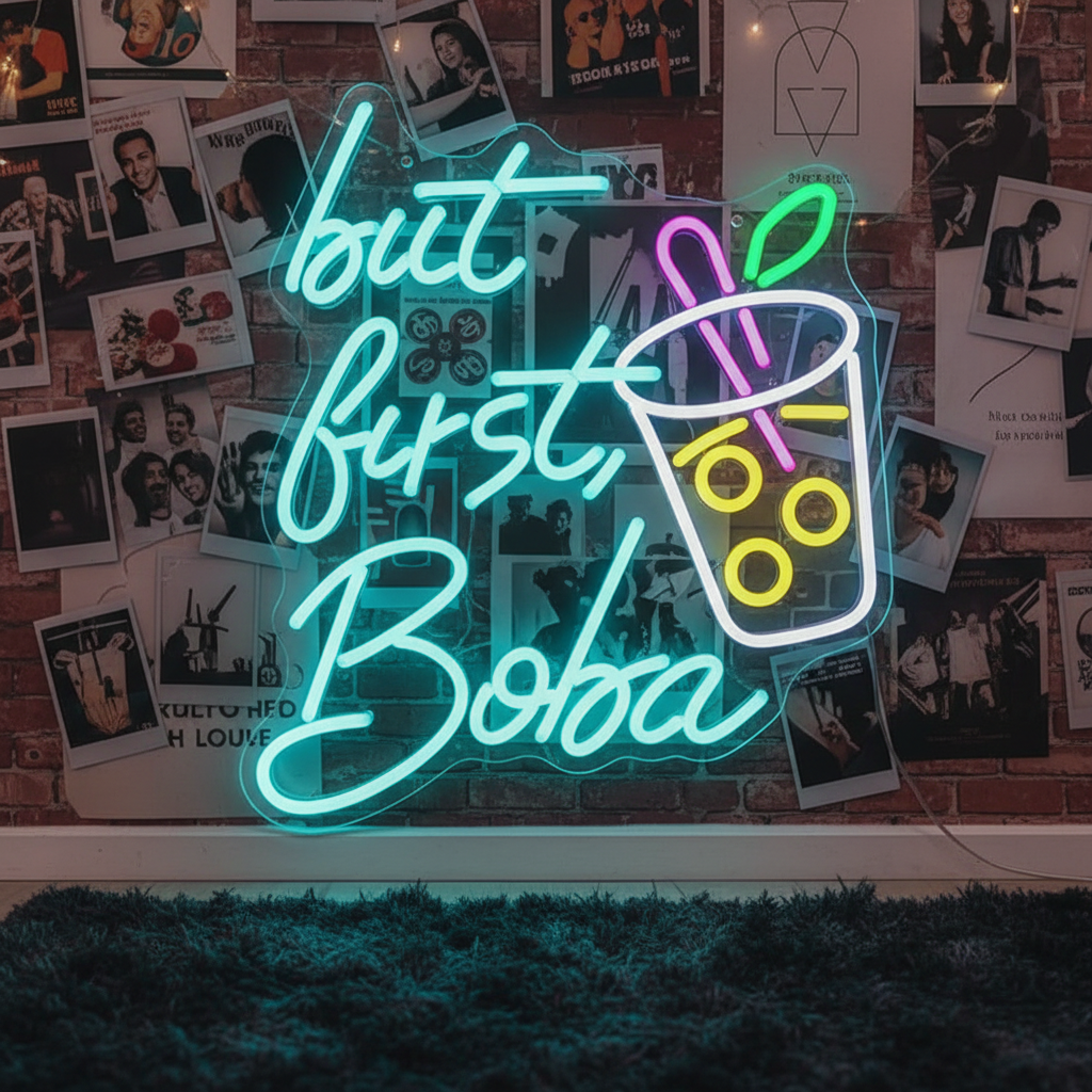 Bubble Tea with Cup Neon Sign
