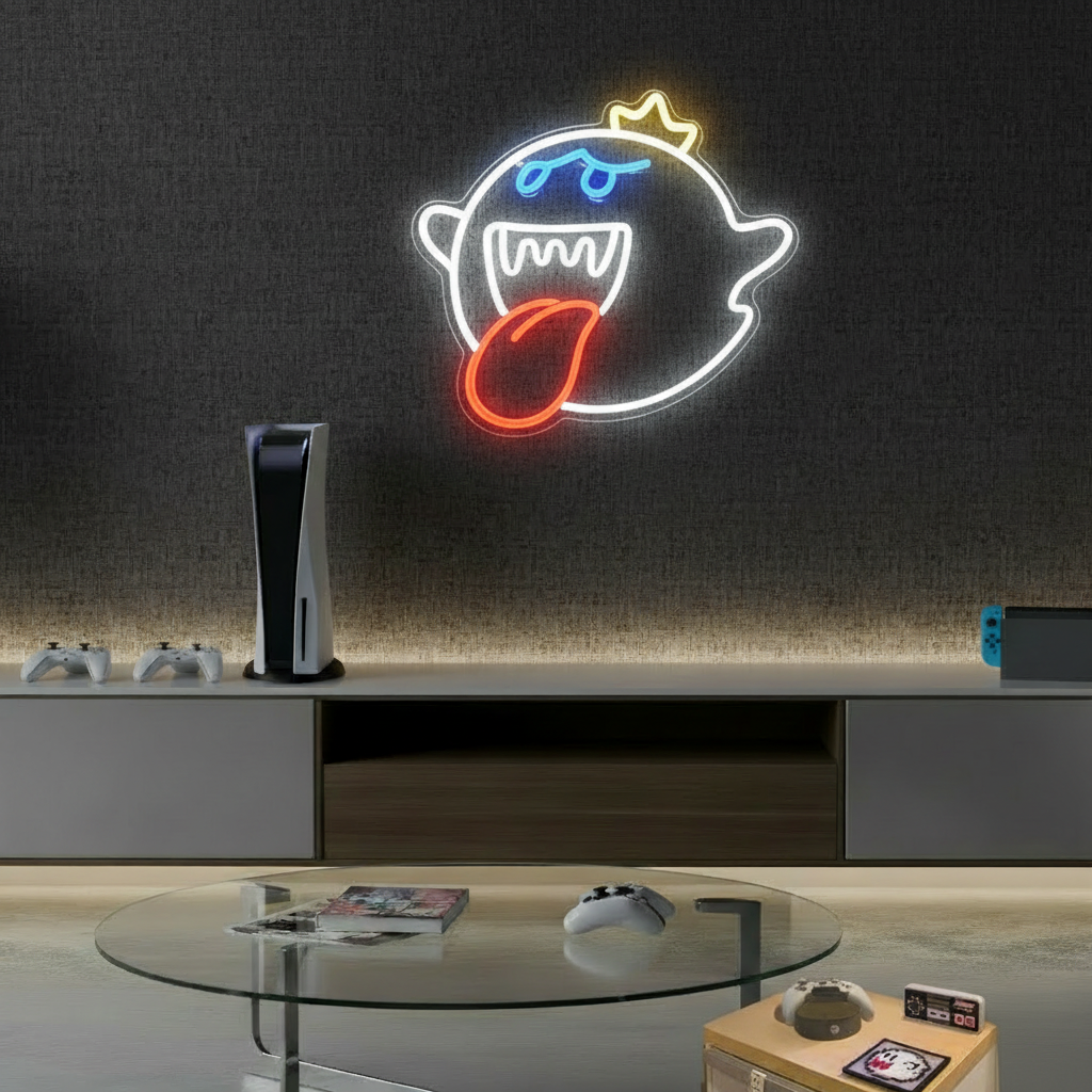 The Ghost Face Cartoon LED Neon Sign Boy Gaming Room Sign