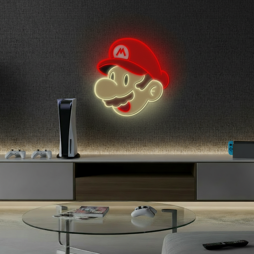 Mario Neon Sign Cartoon Neon Sign Wall Decor Art