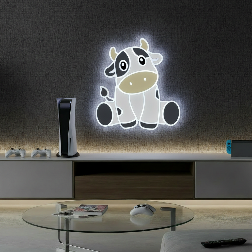 Cute Cow Light Sign Kids Room Decor Sign
