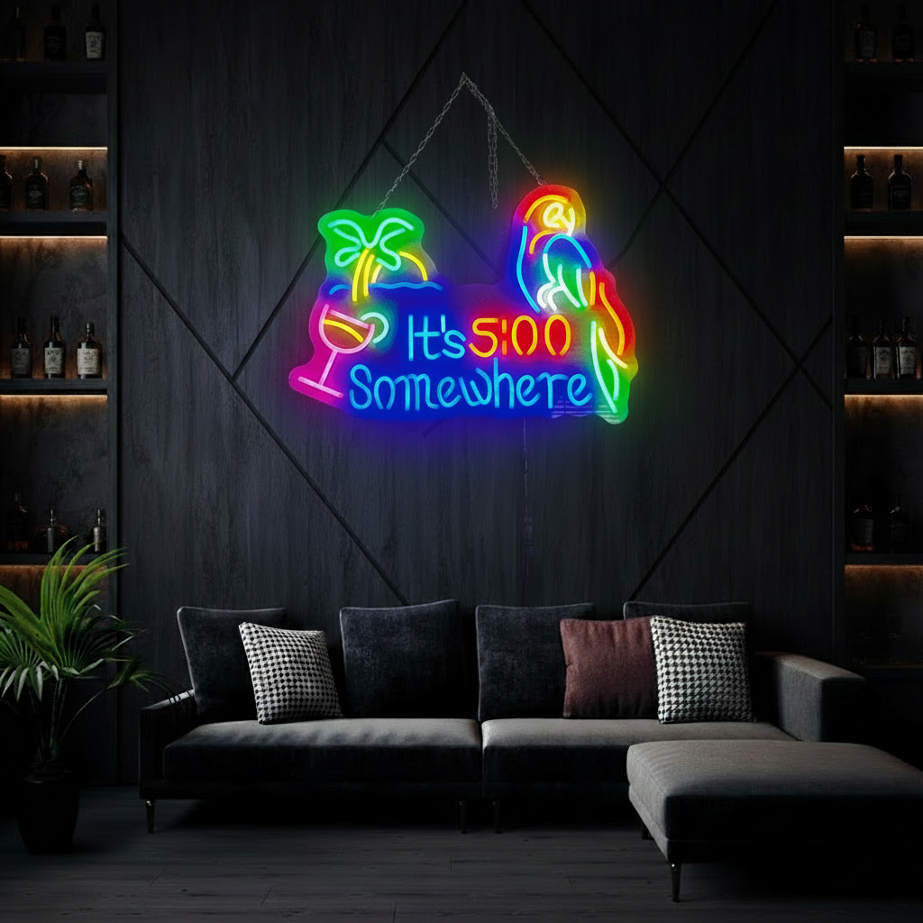 It's 5 O'clock Somewhere Neon Sign Tiki Bar Neon Light
