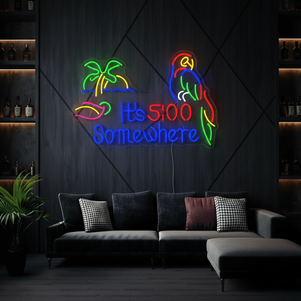 It's 5 O'clock Somewhere Neon Sign Tiki Bar Neon Light