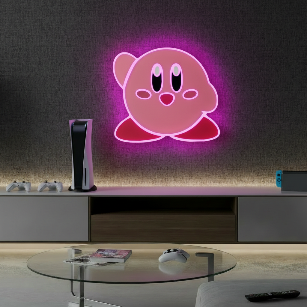 Kirby Cartoon Led Neon Sign Kids Room Wall Decor Sign