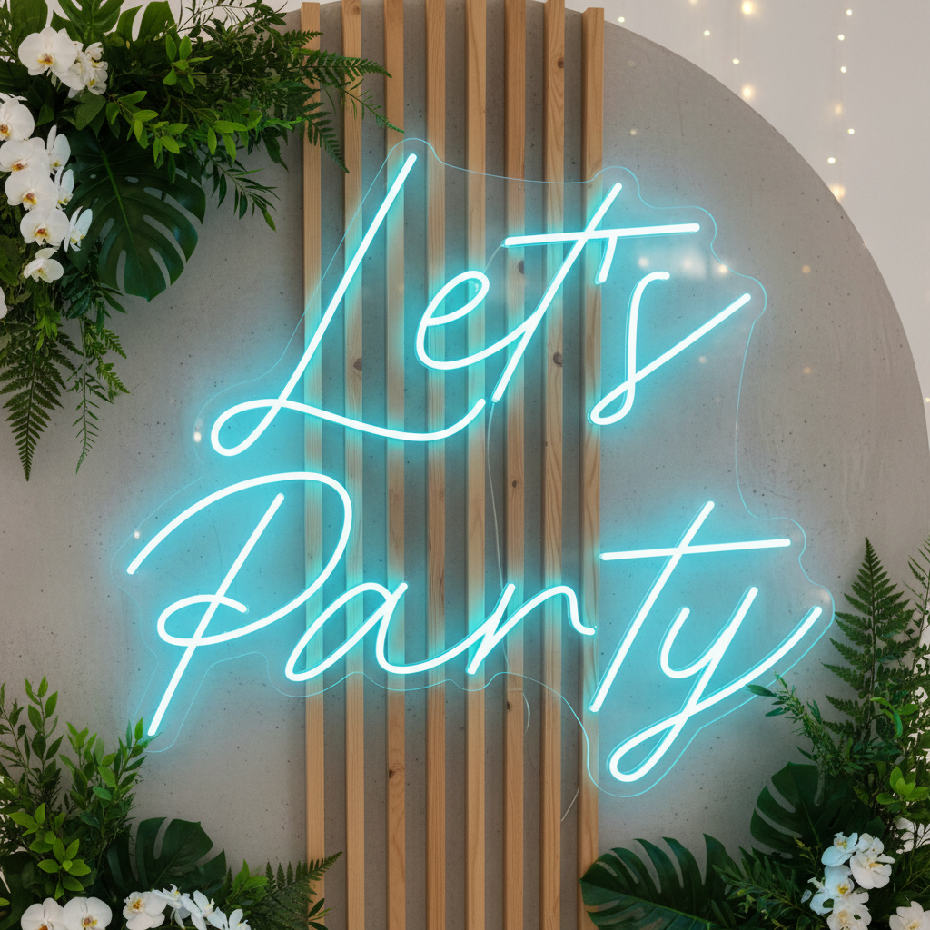 Let's Party Neon Sign for Party Event Decor