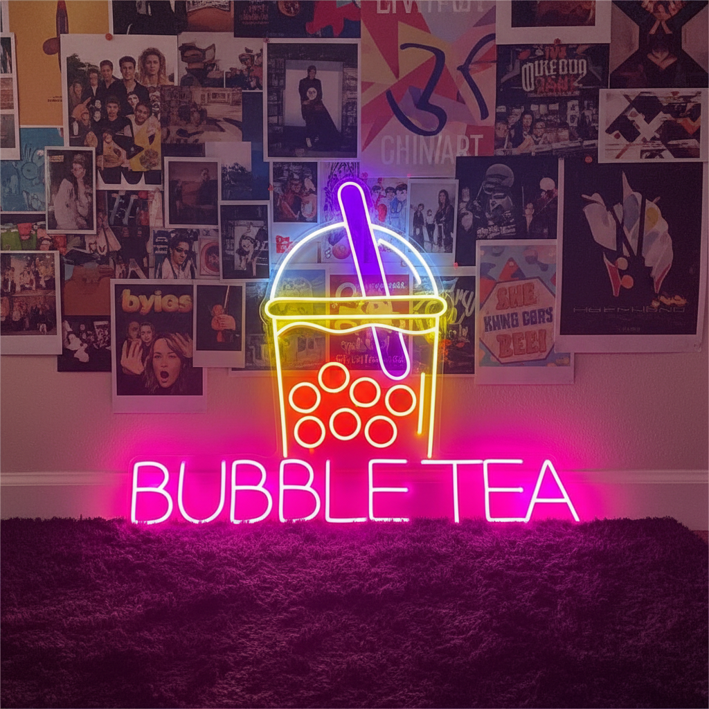 Bubble Tea Neon Sign for Wall Decor