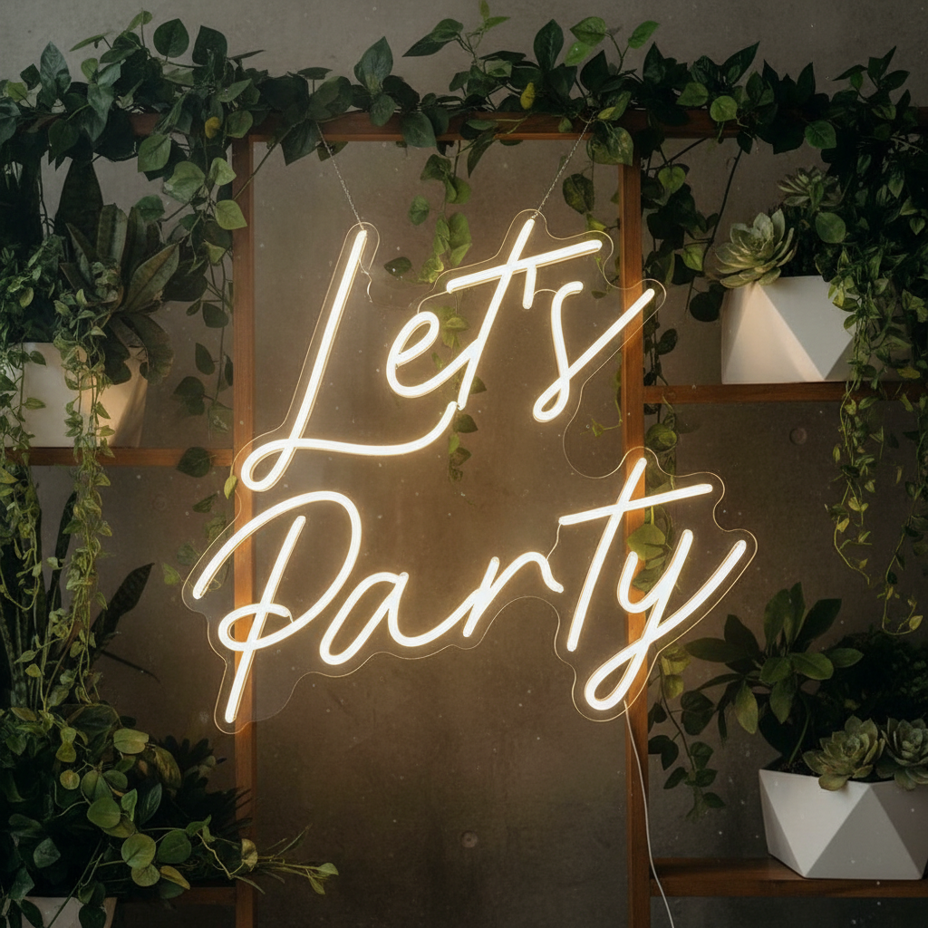 Let's Party Neon Sign for Party Event Decor