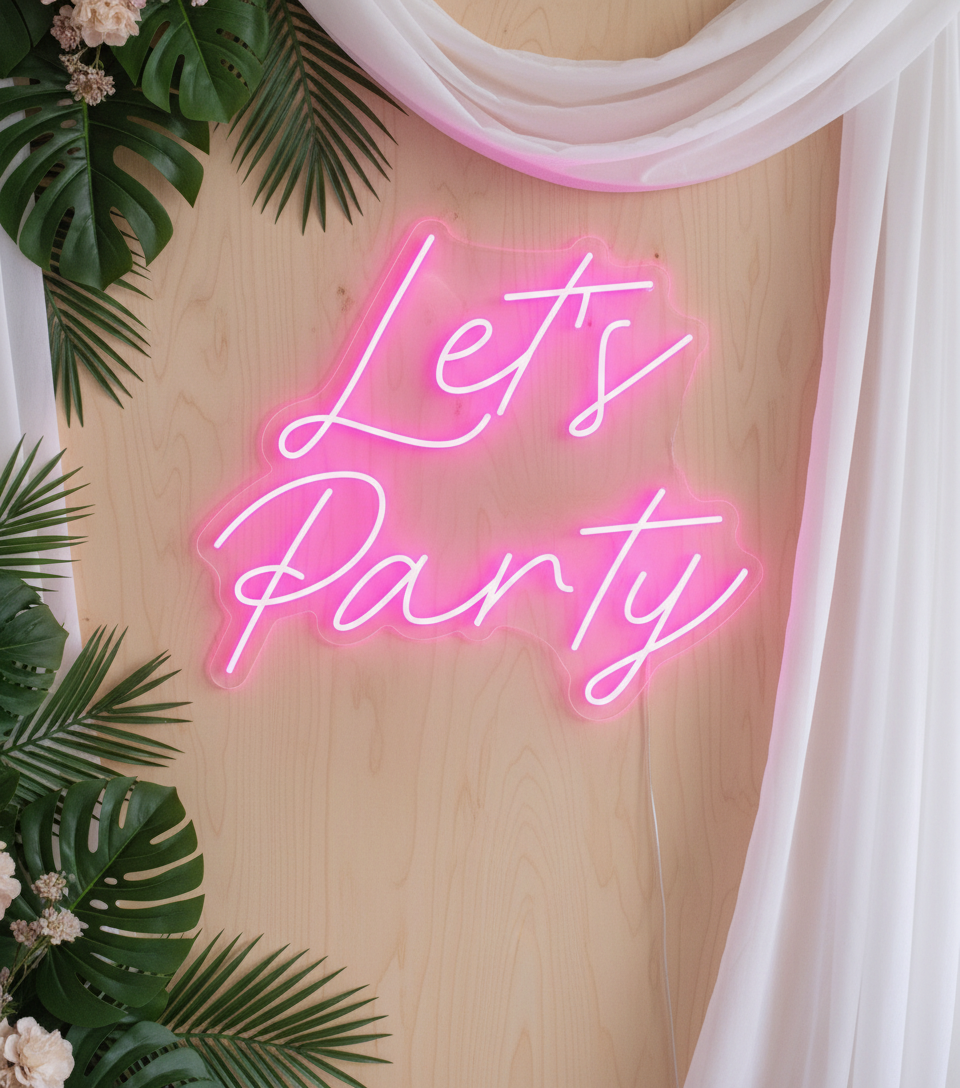 Let's Party Neon Sign for Party Event Decor