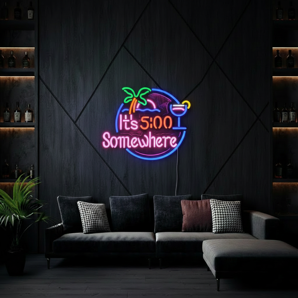 It's 5 O'clock Somewhere Neon Sign Shop Decor Neon Sign