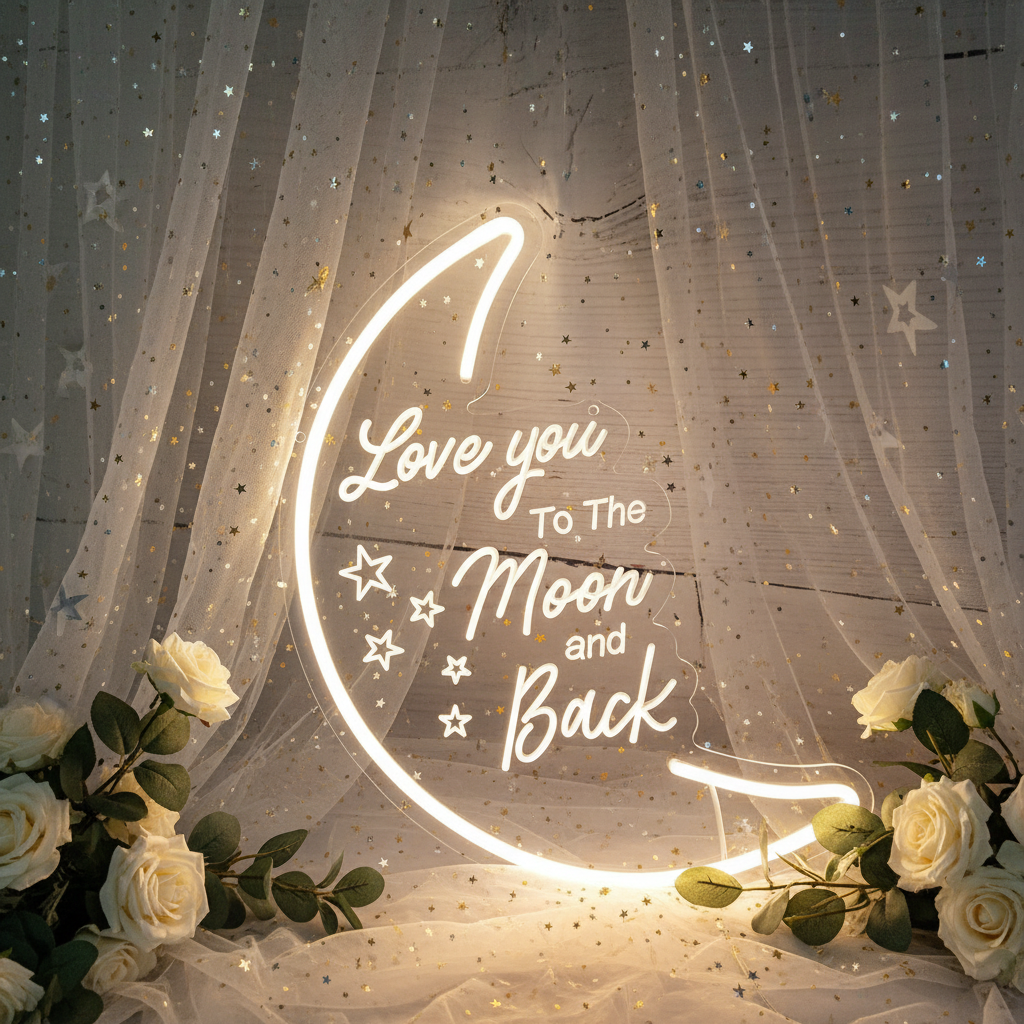 To The Moon and Back Neon Sign